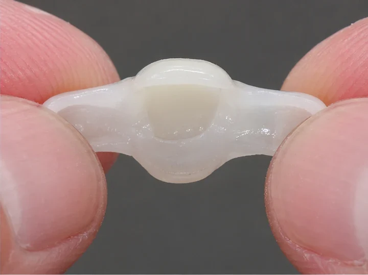 Vue de dos des dents antérieures : DentiFlex forme un verrou derrière les dents adjacentes