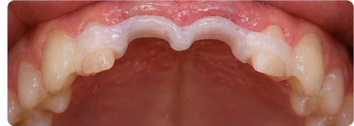 Démonstration de la pose du Denticor : positionnement de la prothèse de remplacement et mise en forme de son support DentiFlex · 5