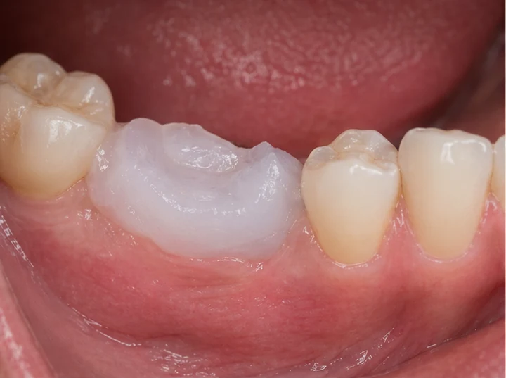 Guide visuel – dent supérieure manquante avec les dents adjacentes