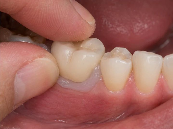 Guide visuel – dent supérieure manquante avec les dents adjacentes
